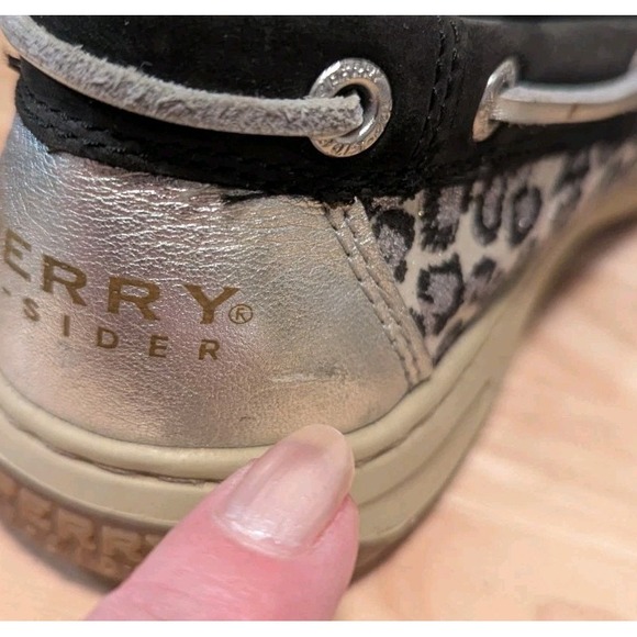 Sperry Top-Sider 9.5M Firefish Boat Shoes Cheetah Sparkle Metallic Black Deck - Picture 9 of 11